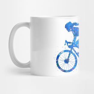 Road biker watercolor blue Mug